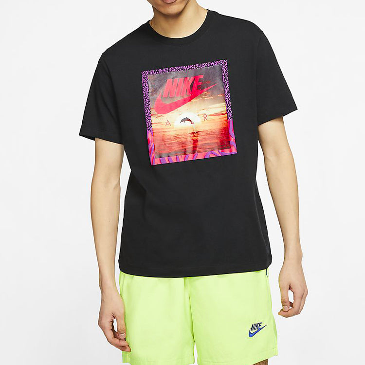 Nike Dolphin Sunset landscape Printing Short Sleeve Black CT6591-010