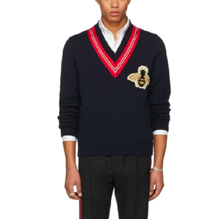Gucci Wool Sweater With Bee Applique 'Navy' 452796-X9M42-4033