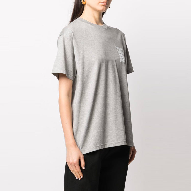 Burberry SS21 Cotton Round Neck Logo Short Sleeve Gray 80294621
