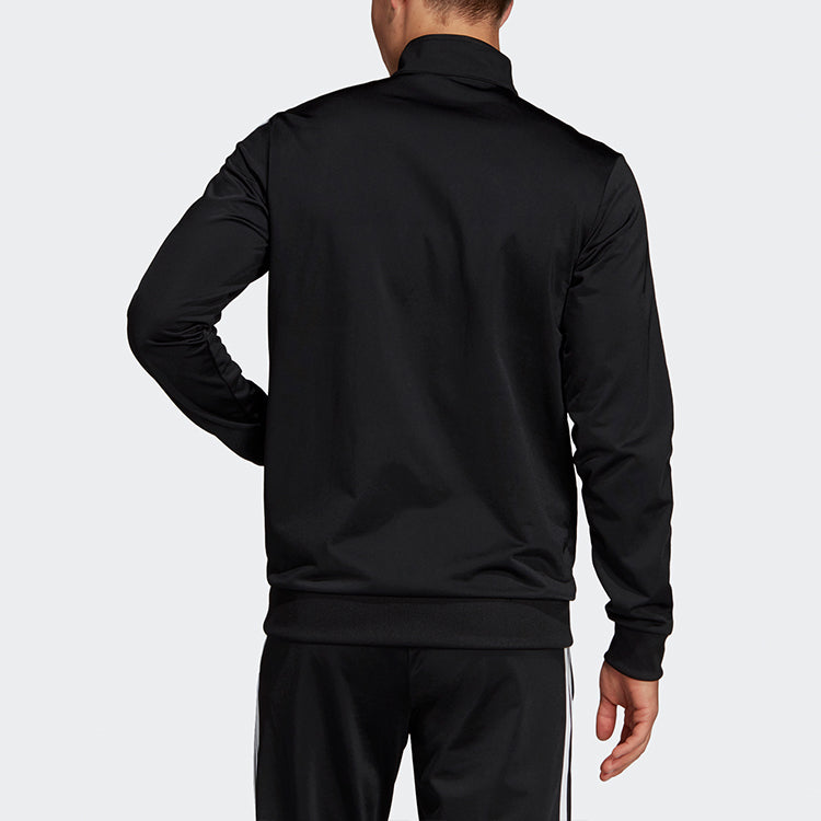 adidas Knit Stand Collar Loose Windproof Sports Logo Jacket Black DQ3070