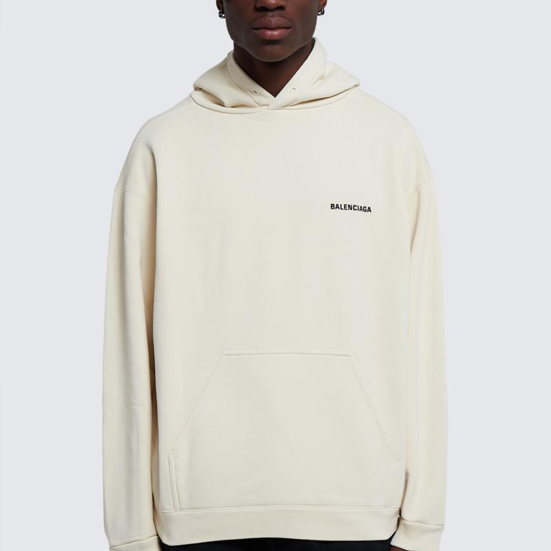 Balenciaga Back Logo Hoodie Regular Fit 'Off White' 600583TMVF5-9069