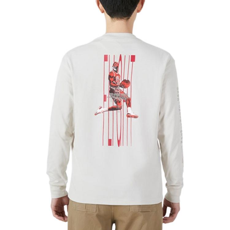 Men's Air Jordan SS22 Logo Printing Round Neck Long Sleeves Autumn Creamy White T-Shirt DM0847-104
