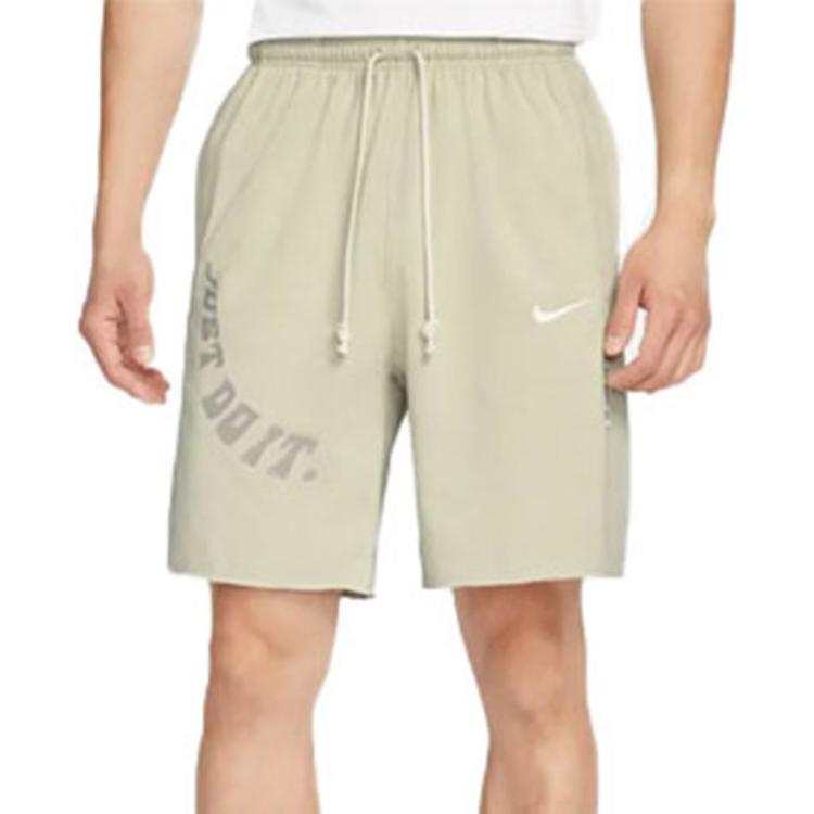 Men's Nike Logo Embroidered Alphabet Printing Elastic Waistband Straight Casual Shorts Light Stone Gray DX6136-118