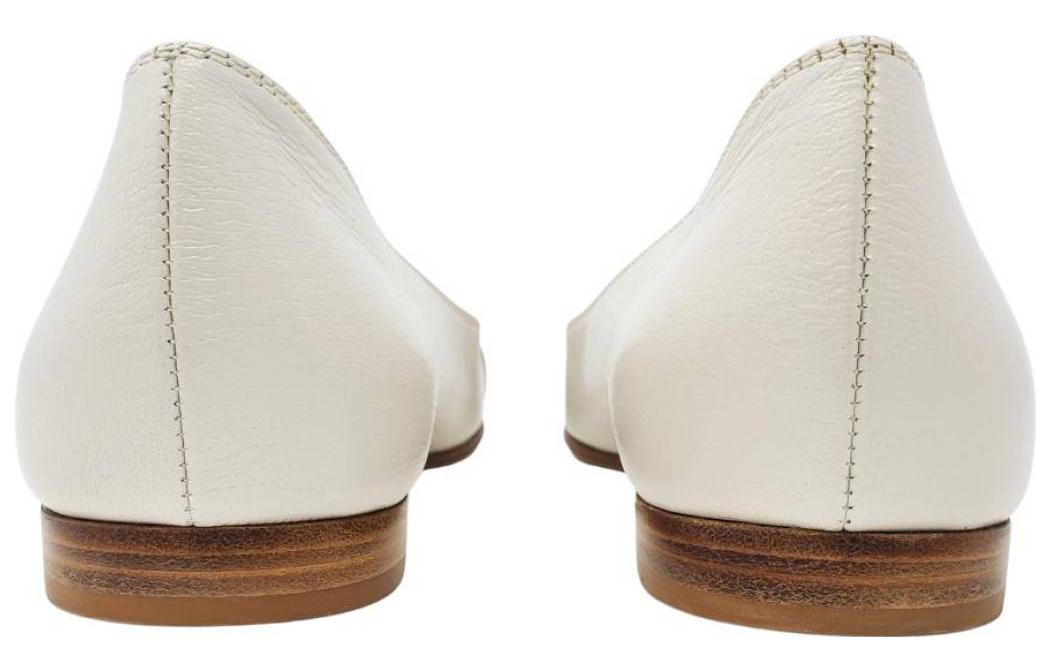 (WMNS) Gucci Interlocking G Logo Leather Ballet Flats 'White Gold' 658942-1XXA0-5762