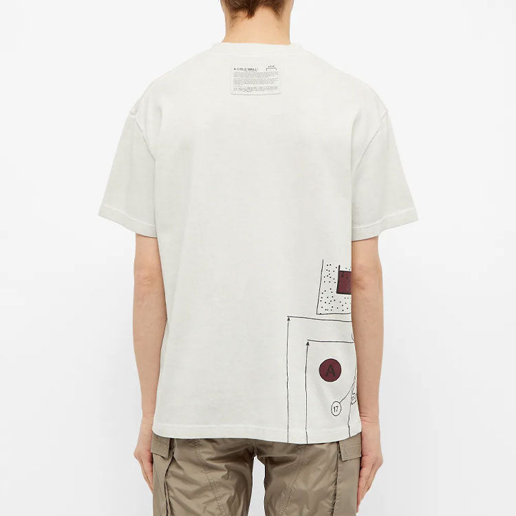 A-COLD-WALL* SS20 Blueprint Tee Small logo Blue Printing Short Sleeve Unisex White ACWMTS003WHL-WH