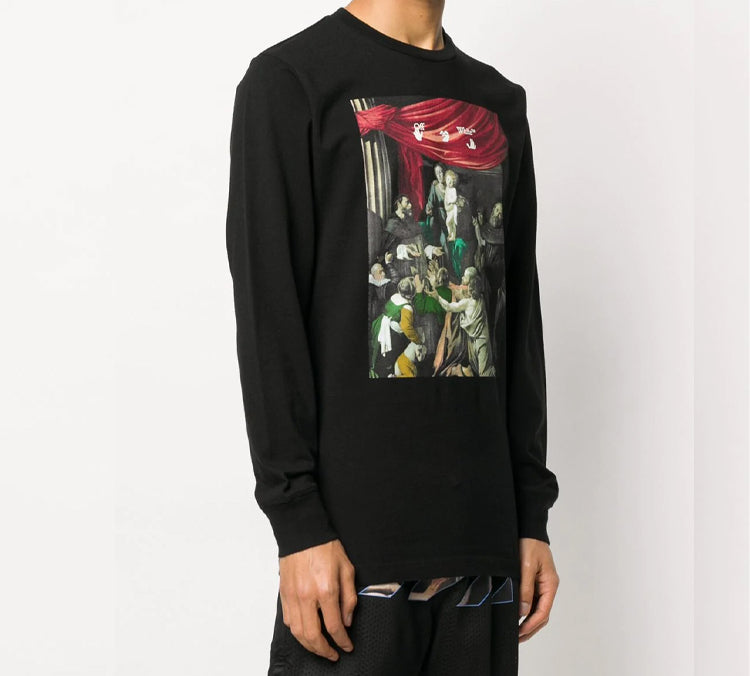 Off-White Caravaggio Multi-Color Our Lady Painting Arrow Long Sleeves Ordinary Version Black OMAB001E20JER0051010
