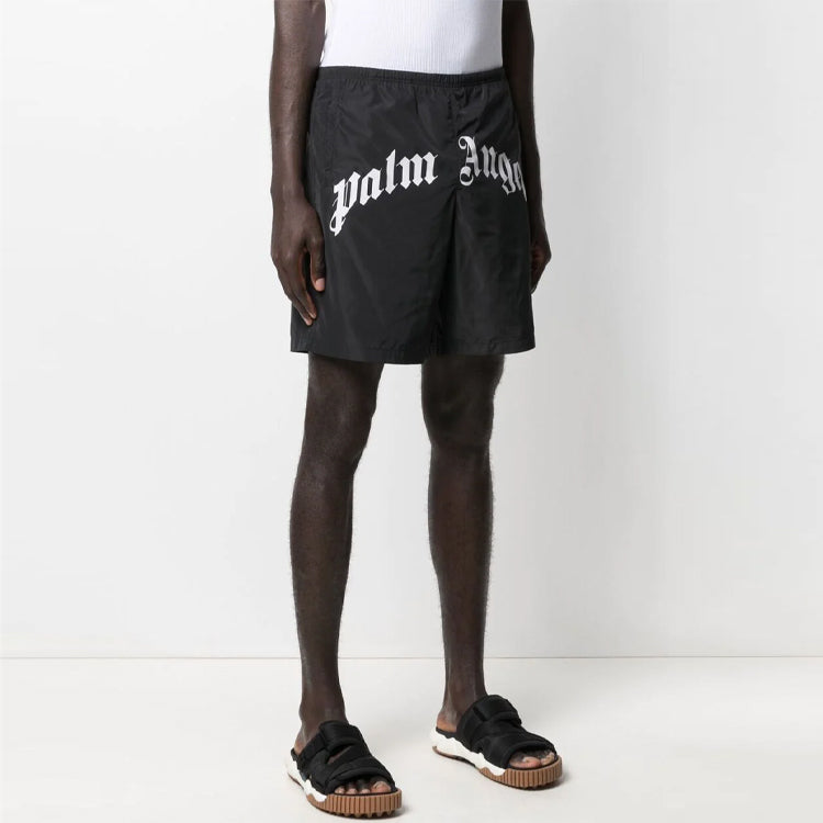 Palm Angels Curved Logo Swim Short 'Black White' PMFA005S21FAB0011001