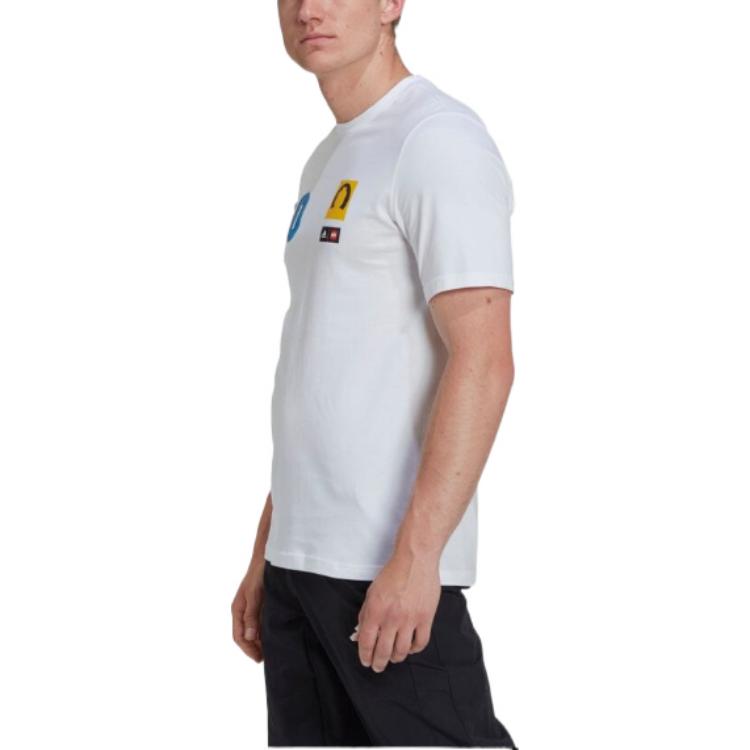 Men's adidas Numeric Printing Round Neck Short Sleeve Japanese Version White T-Shirt HG1990