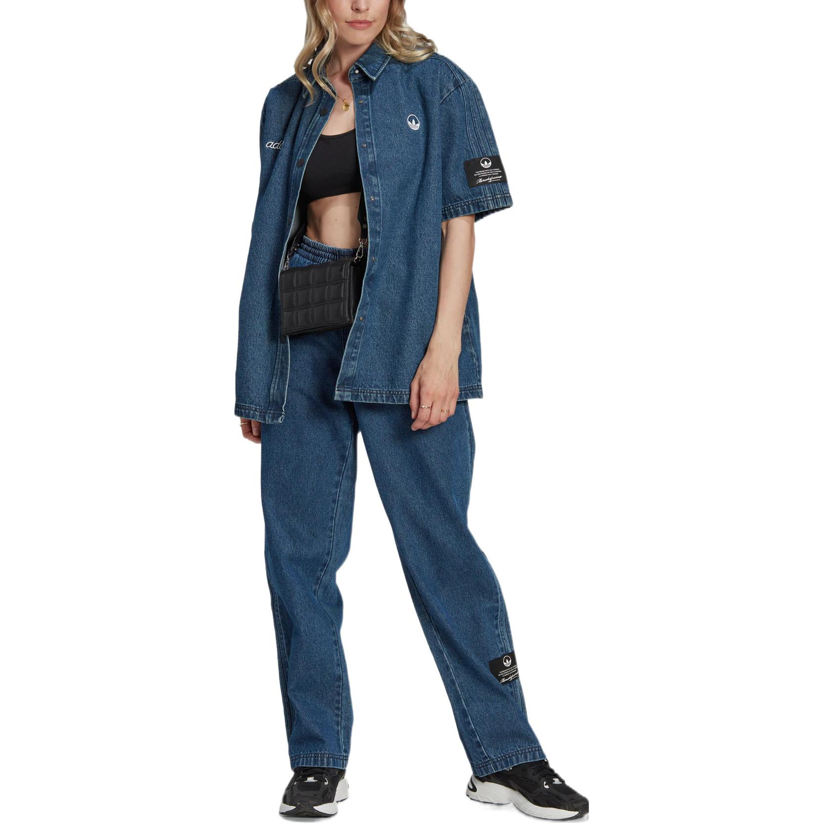 (WMNS) adidas Denim Shirt Asia Sizing 'Navy' HL9059
