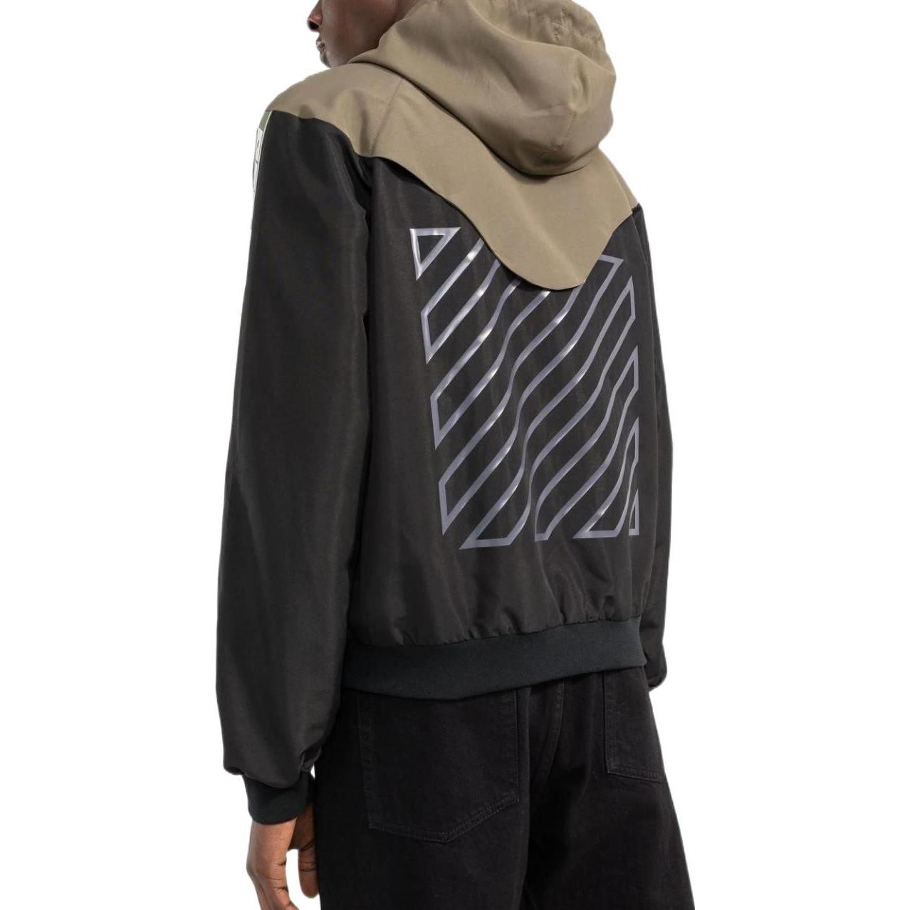 Men's Off-White SS22 Splicing Contrasting Colors Casual Hooded Jacket Version Khaki OMVC008S22FAB0011001
