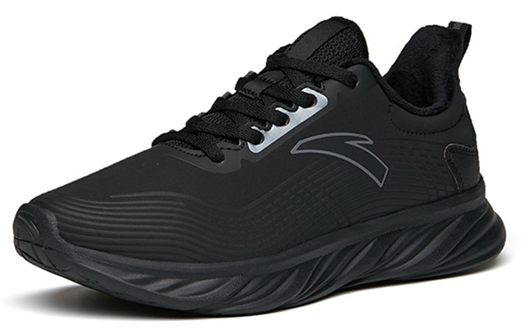 (WMNS) ANTA Running Series Sneakers Leather with Fleece 'Black' 122145571-10