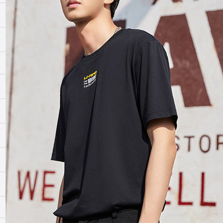 Li-Ning Sports Fashion Series Printing Round Neck Short Sleeve Black AHSQ313-4