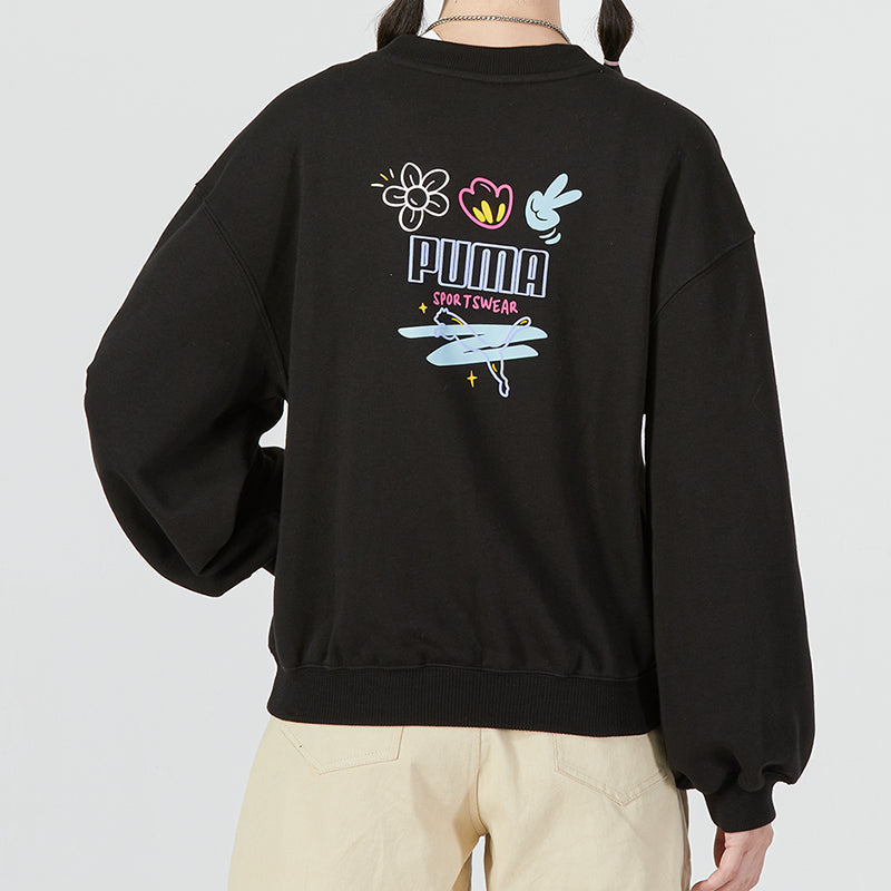 (WMNS) PUMA Graphic Sweatshirt 'Black' 537518-01