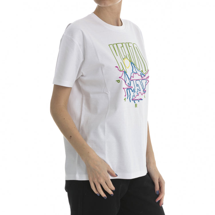 KENZO Printing Pattern Short Sleeve White F962TS950939-01