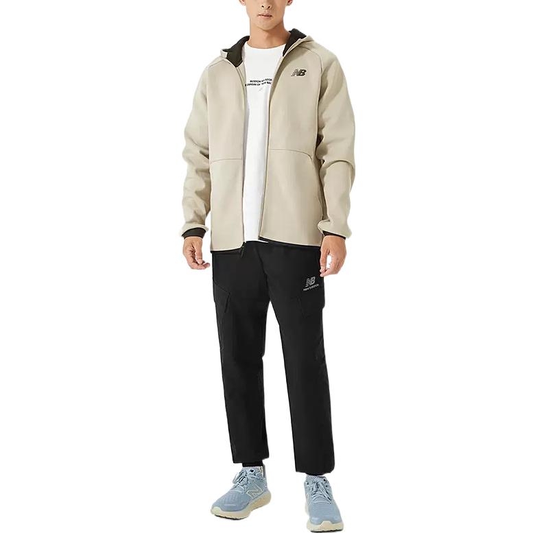 New Balance Logo Sportswear Tech Fleece Windrunner Jacket Asia Sizing 'Cream White Black' AMJ21178-AL