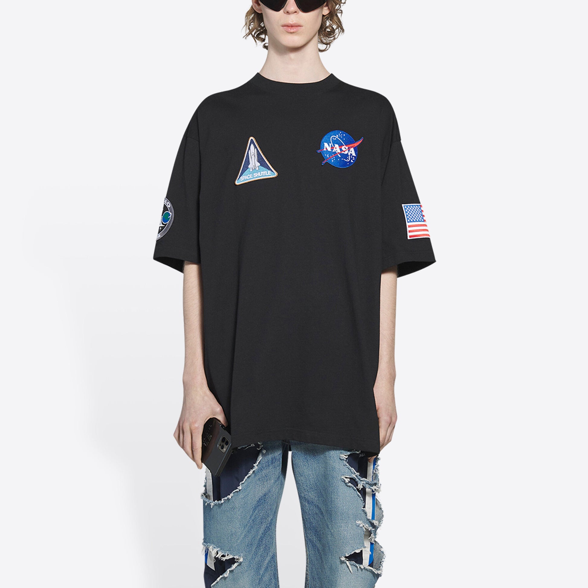 Balenciaga x NASA Crossover Space Retro Short Sleeve Tee 'Black' 651795TKVD71070