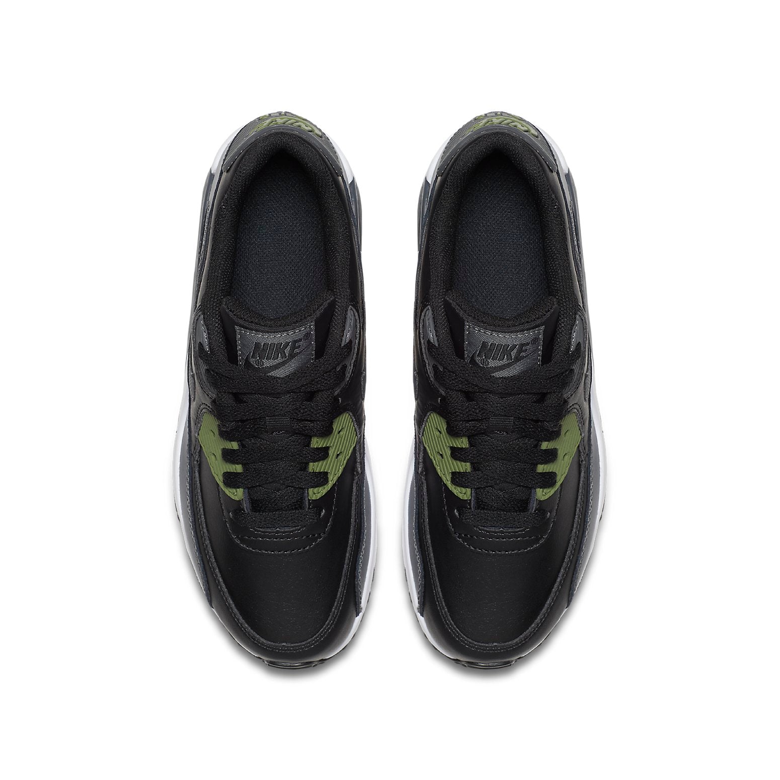 (GS) Nike Air Max 90 LTR Leather 'Black White Green' 833412-008