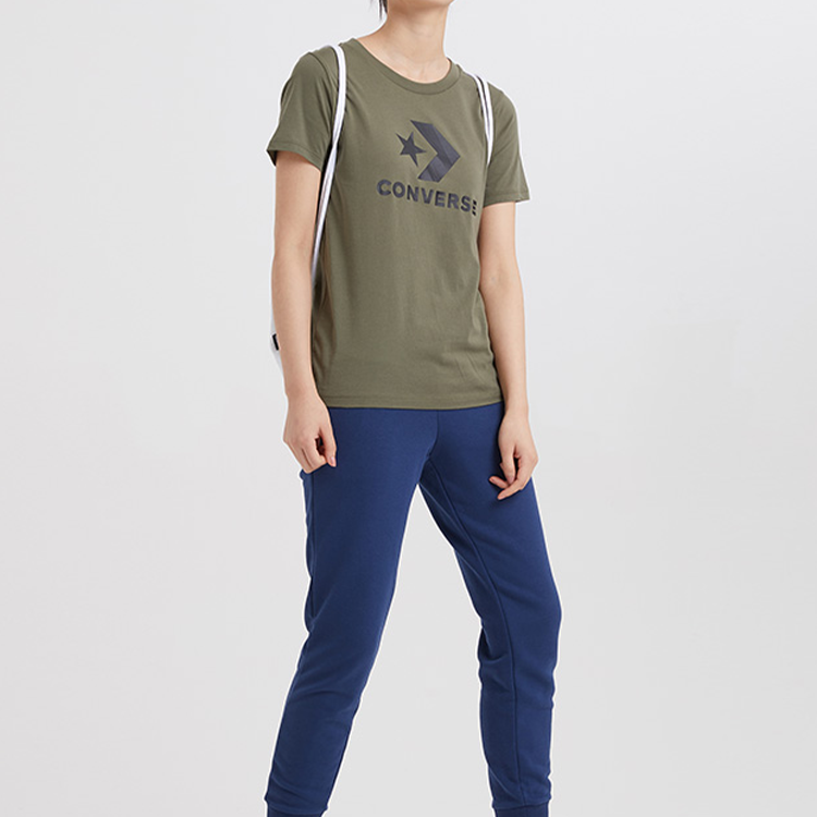 (WMNS) Converse Classic Logo Printing Short Sleeve Grass Green 10009152-A13