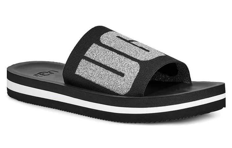 (WMNS) UGG Zuma Metallic Graphic Black Slippers 1101558-BLK