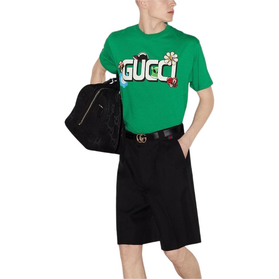 Gucci Cotton Jersey T-Shirt With Gucci Print 'Green' 785345-XJGI9-3440