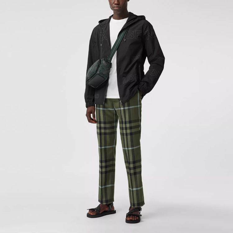 Men's Burberry Alphabet Printing Hooded Jacket Black 80368551