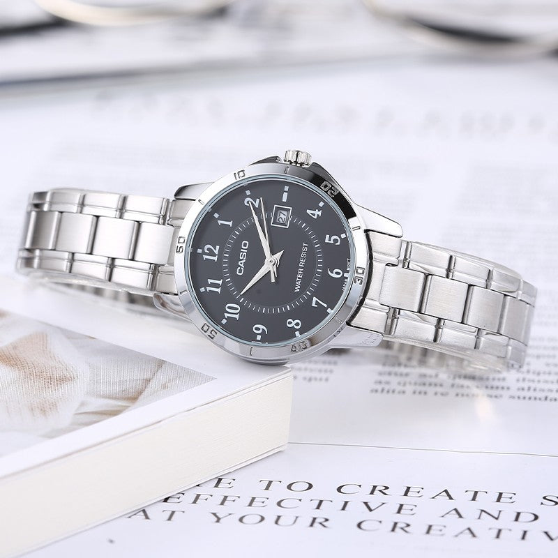 Casio Dress Analog Watch 'Black Silver Metallic' MTP-V004D-1B