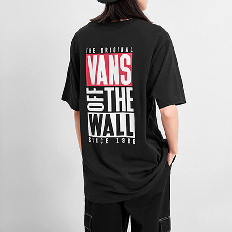 Vans Alphabet Printing Short Sleeve Couple Style Black VN0A4MM5BLK
