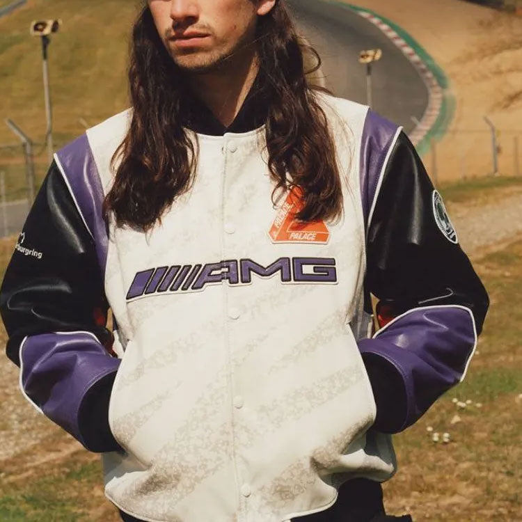 PALACE SS21 x AMG Crossover Driving Jacket Multi Apple Logo Racing Unisex White P20AMGJK001