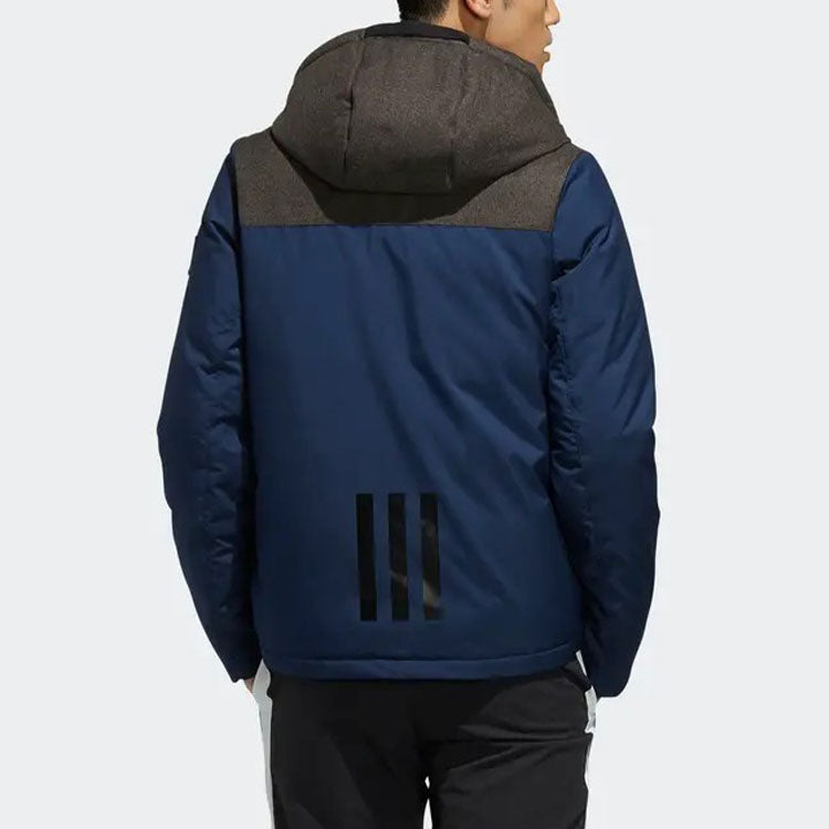 adidas neo Windproof Stay Warm Colorblock Sports hooded down Jacket Blue EI4439