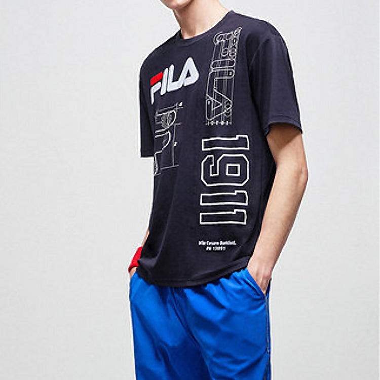 FILA Loose logo Alphabet Numeric Short Sleeve Blue F11M038117F-NV