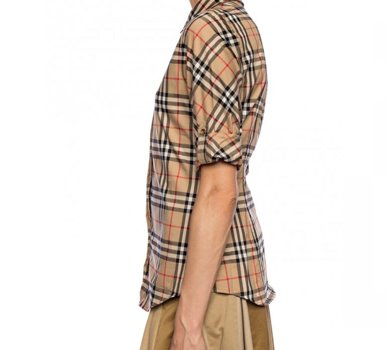 (WMNS) Burberry Vintage Check Stretch Cotton Twill ShirtPrice undefined 'Beige' 80184751