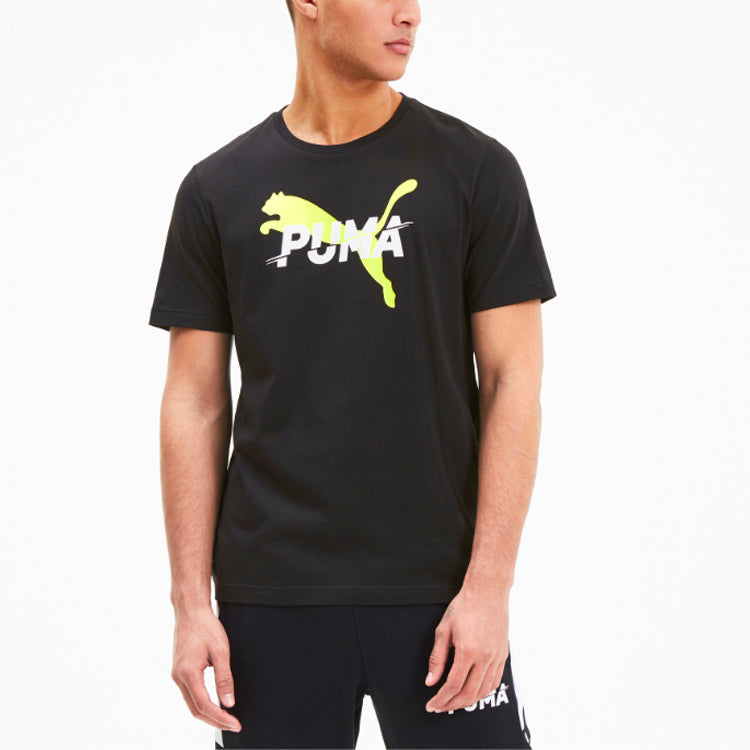 PUMA Modern Logo Pattern Printing Sports Short Sleeve Black 586585-01