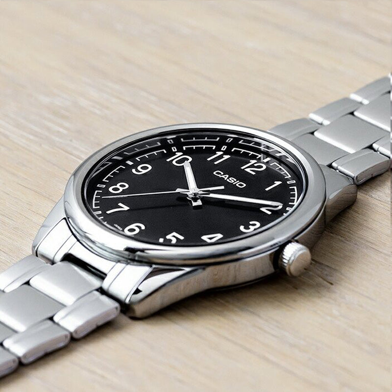 Casio Dress Classic Minimalistic Analog Watch 'Silver Steel Black' MTP-V005D-1B4