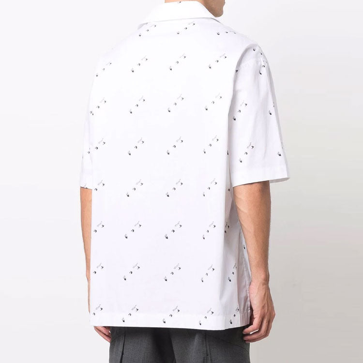 Off-White Full Print Short Sleeve Button Shirt Loose Fit White OMGA196F21FAB0050101