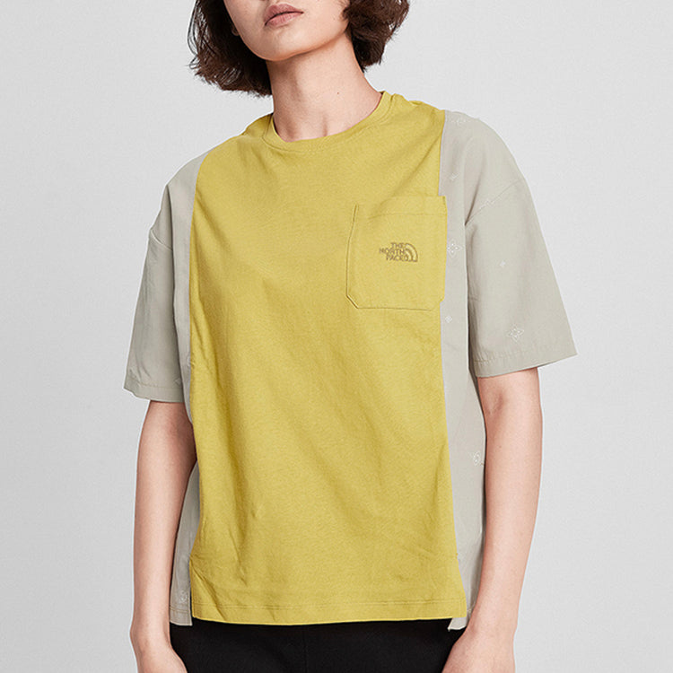THE NORTH FACE Quick Dry Colorblock Splicing Short Sleeve Yellow 497W-ZBJ