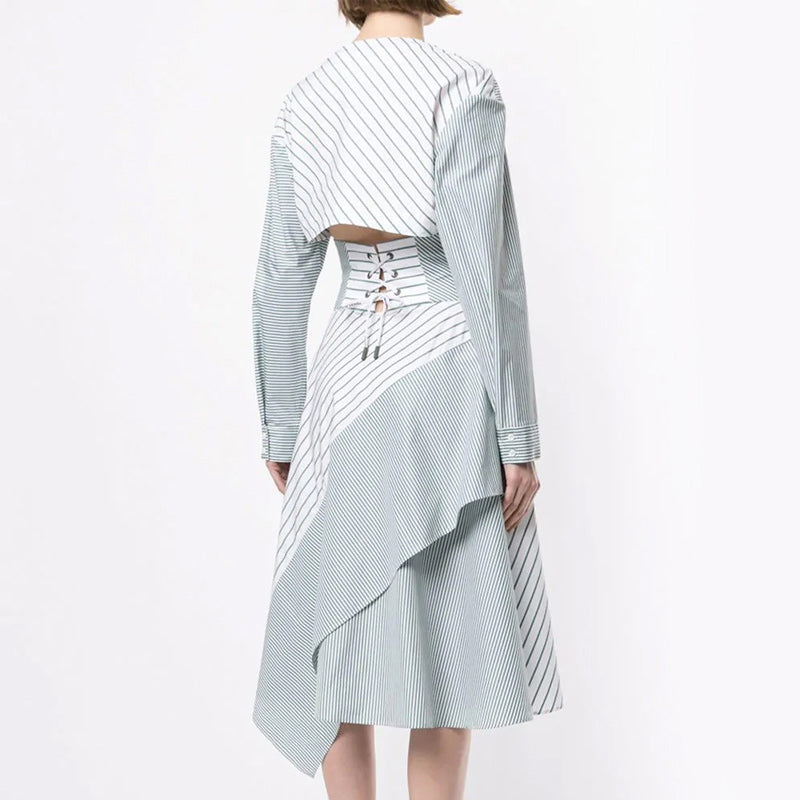 (WMNS) Off-White Stripe Tight Waist Cozy A Creamy White Dress OWDB123R19A550749943