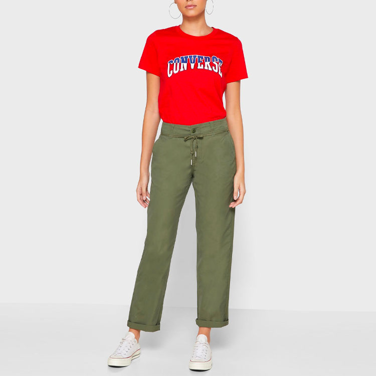 (WMNS) Converse Woven Pants Asia Sizing 'Green' 10018414-A01