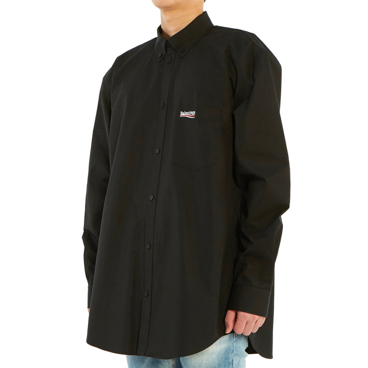 Balenciaga Political Campaign Long Sleeve Shirt 'Black' 621960TYB181000