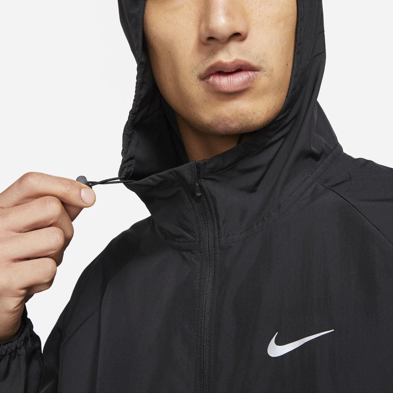 Nike As Men's Nk Rpl Miler JKT Jacket Reflective Logo Print Woven Sports Hooded Jacket Men's Black DD4747-010