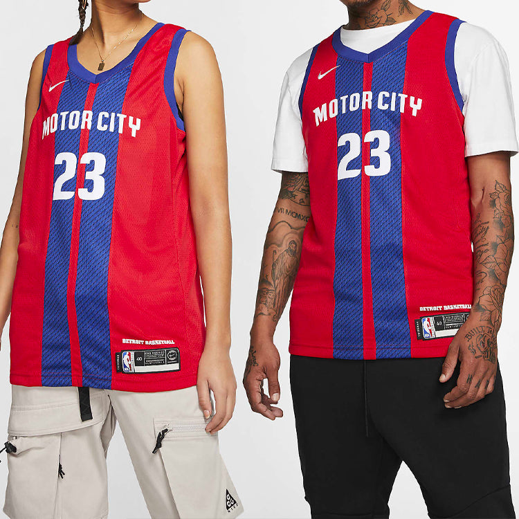 Nike NBA City Version 20-21 Season Detroit Pistons 23 Alphabet Printing Basketball Vest Red AV4636-658