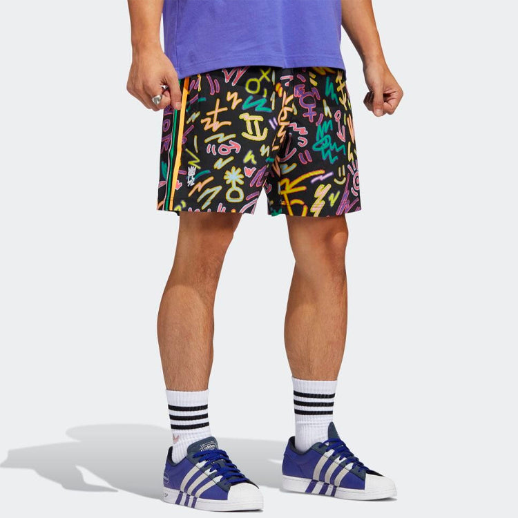 Men's adidas Graffiti Full Print Sports Shorts Black HC3087