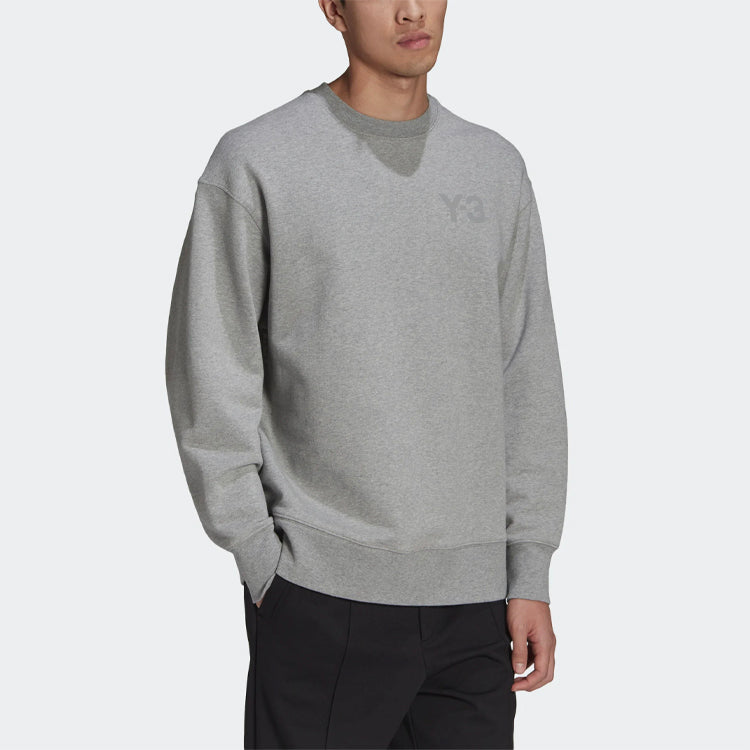 Men's Y-3 SS21 Logo Round Neck Pullover Gray GV4195