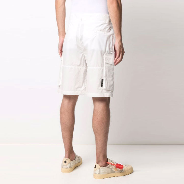 Off-White SS21 Logo Printing Cargo Pocket Shorts White OMCB048S21FAB0020110