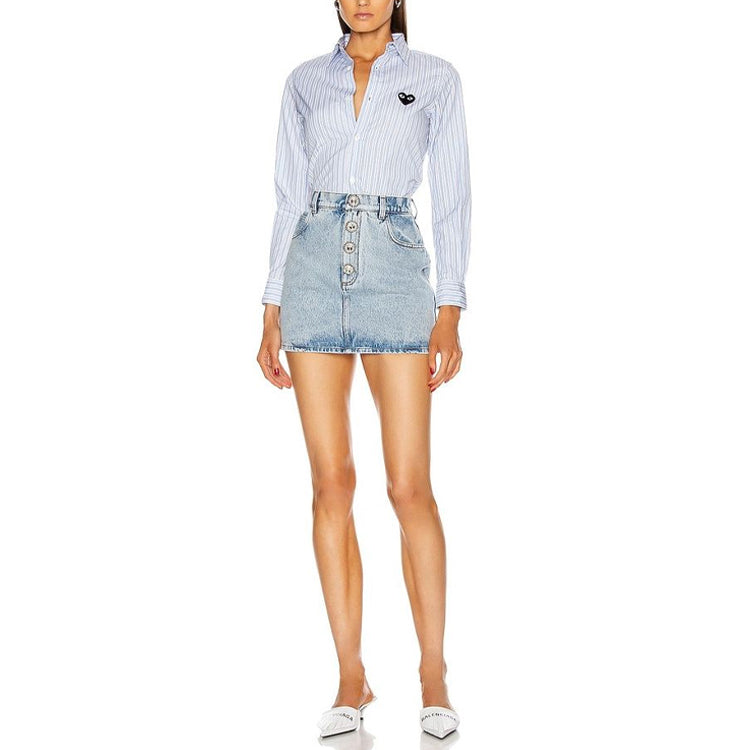 (WMNS) COMME des GARCONS PLAY Striped Shirt Black Emblem 'Blue' AZ-B009-051-1