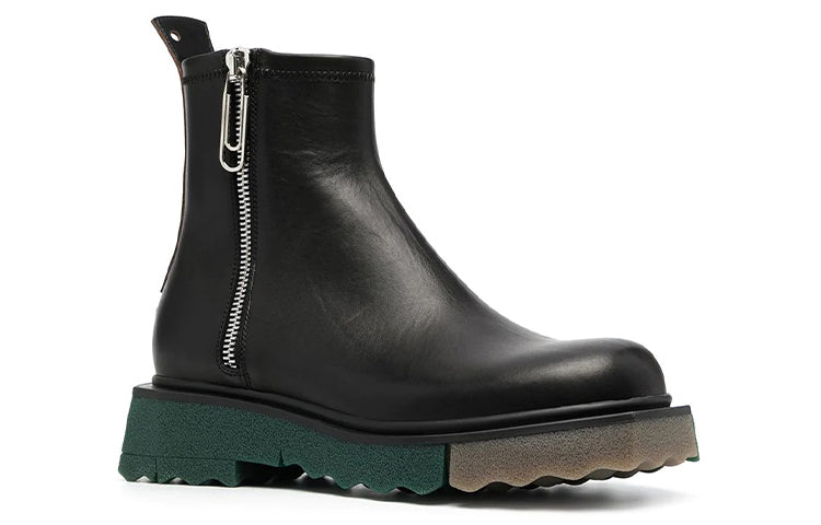 Off-White Sponge Sole Leather Zip Boot 'Black' OMID004S21LEA0011010