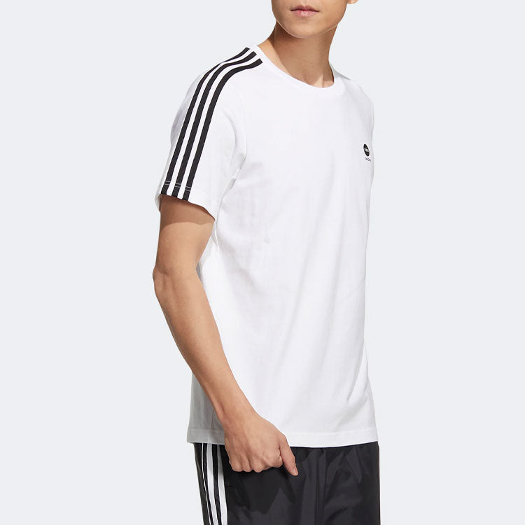 adidas neo Logo Printing Round Neck Sports Short Sleeve White T-Shirt HN8778