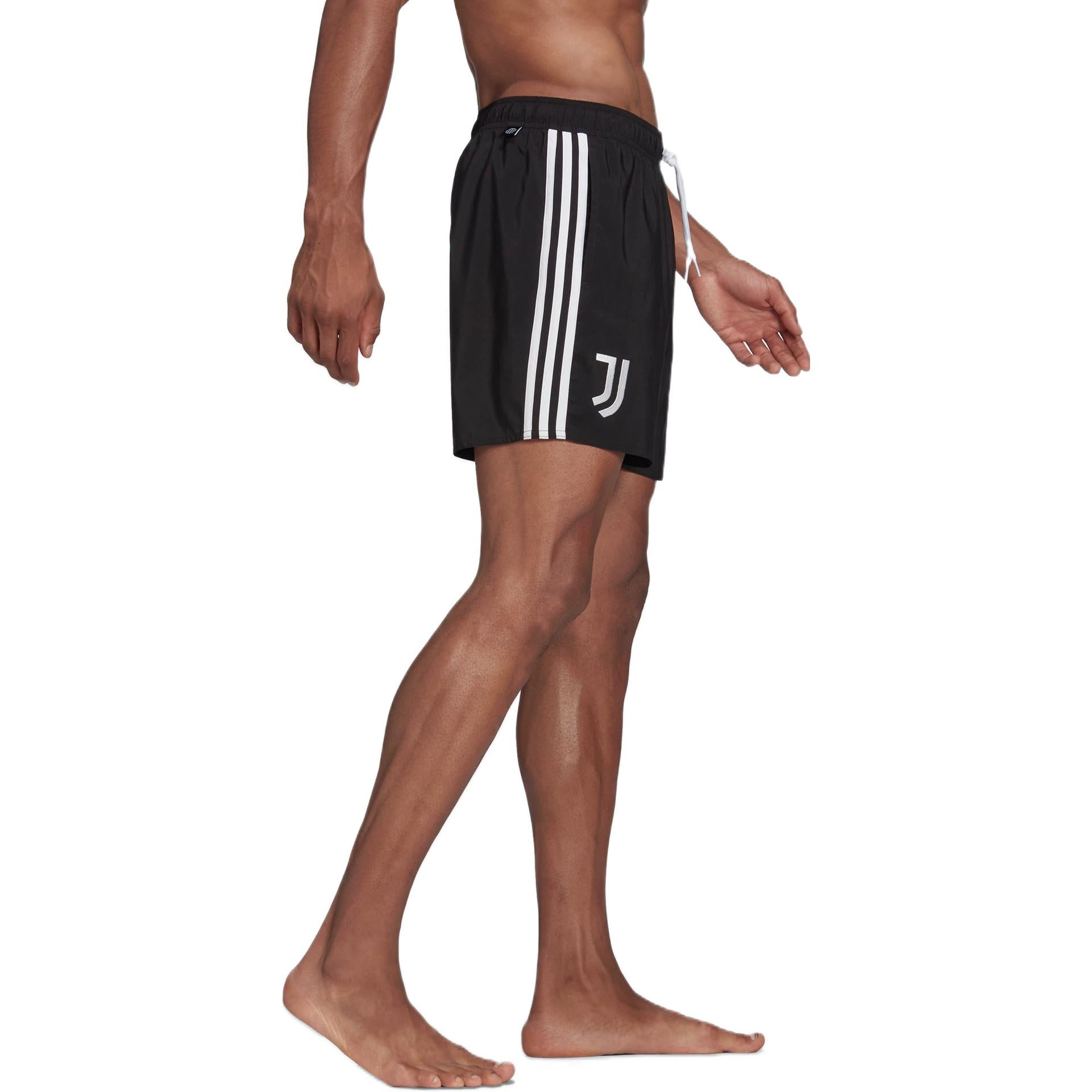 Men's adidas Swim Athleisure Casual Sports Beach Stripe Shorts Black HA6956