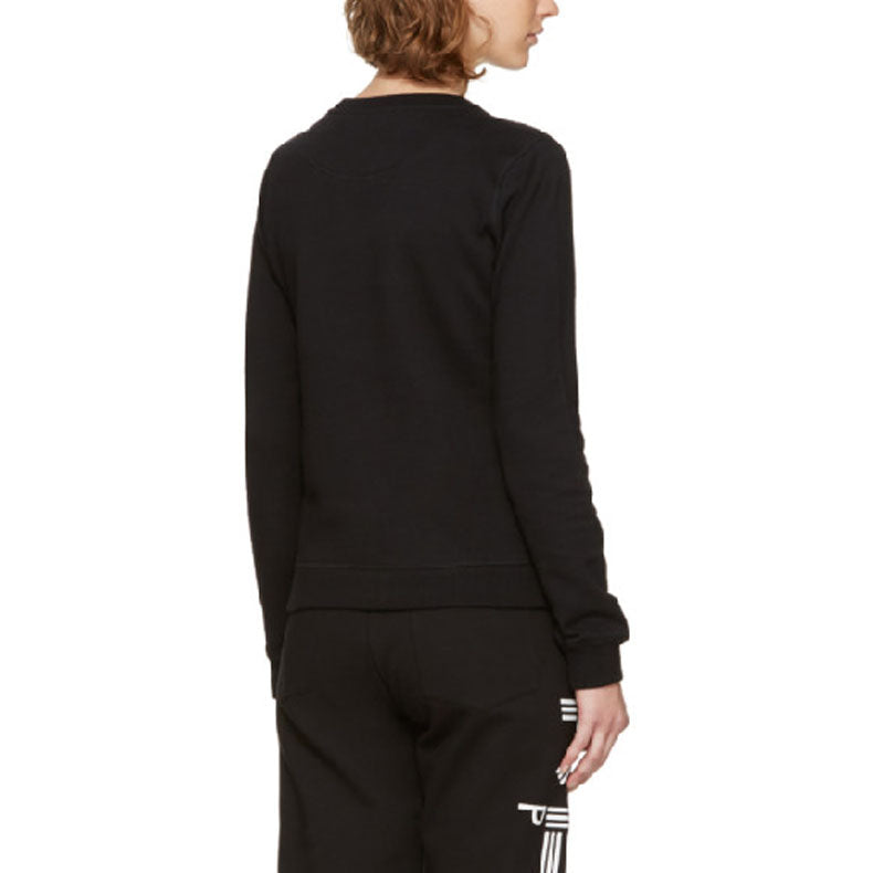 KENZO Cotton Embroidered Tiger Head Round Neck Long Sleeves Black F762SW7144XD-99