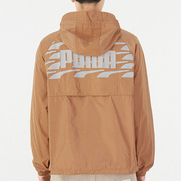 PUMA Unisex Logo Printing Hooded Jacket Brown 537015-63