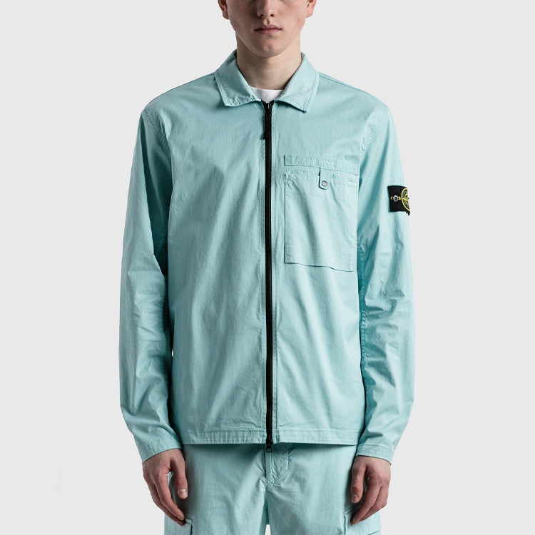 STONE ISLAND Supima Cotton Shirt Jacket 'Aqua' 761512619-V0044